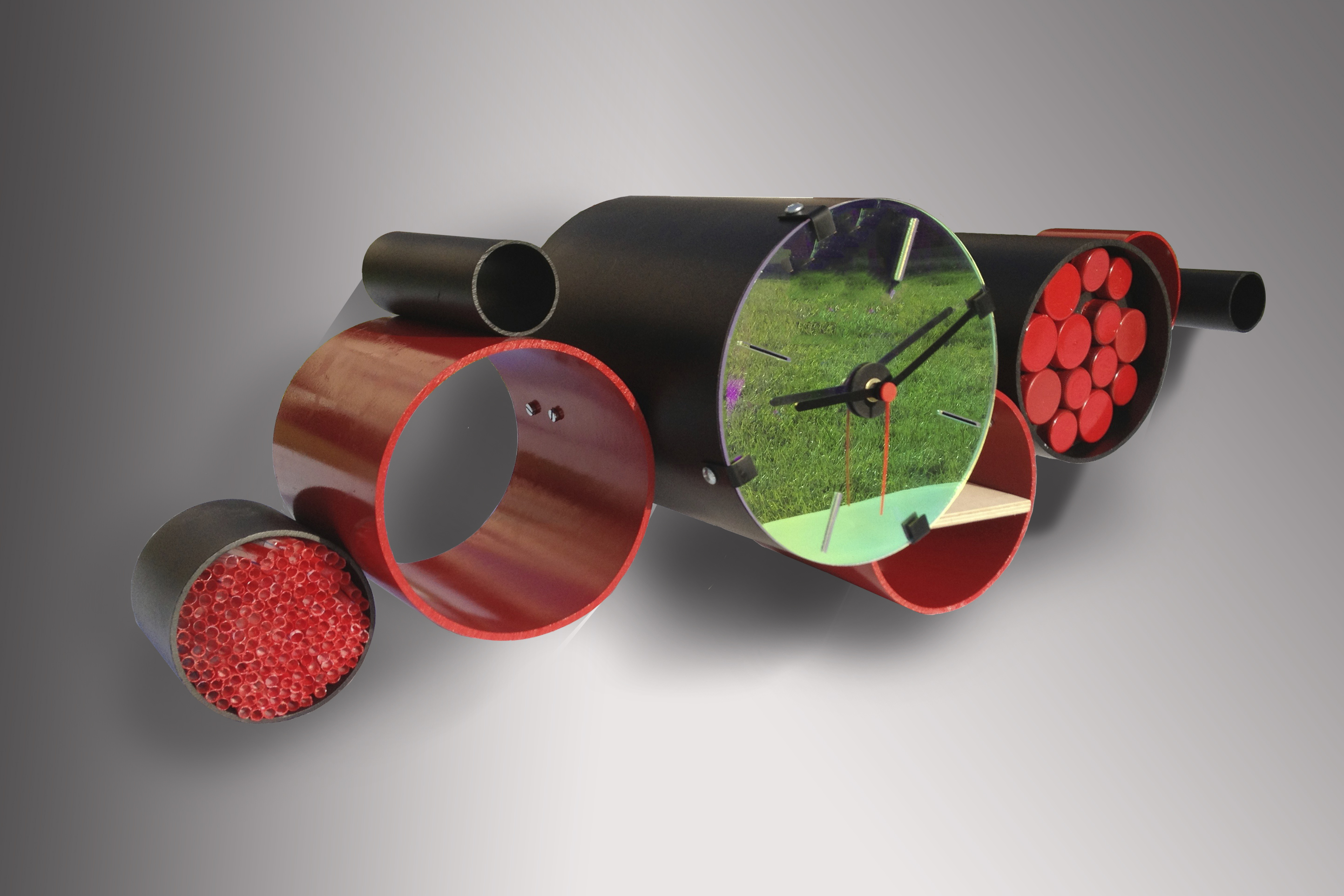 recycled clock red black